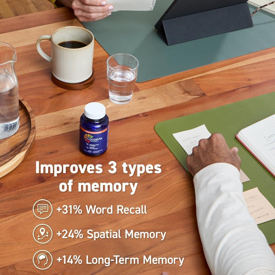 CocoaVia Memoria+ Suplemento Cerebral 90 Cápsulas 750 mg