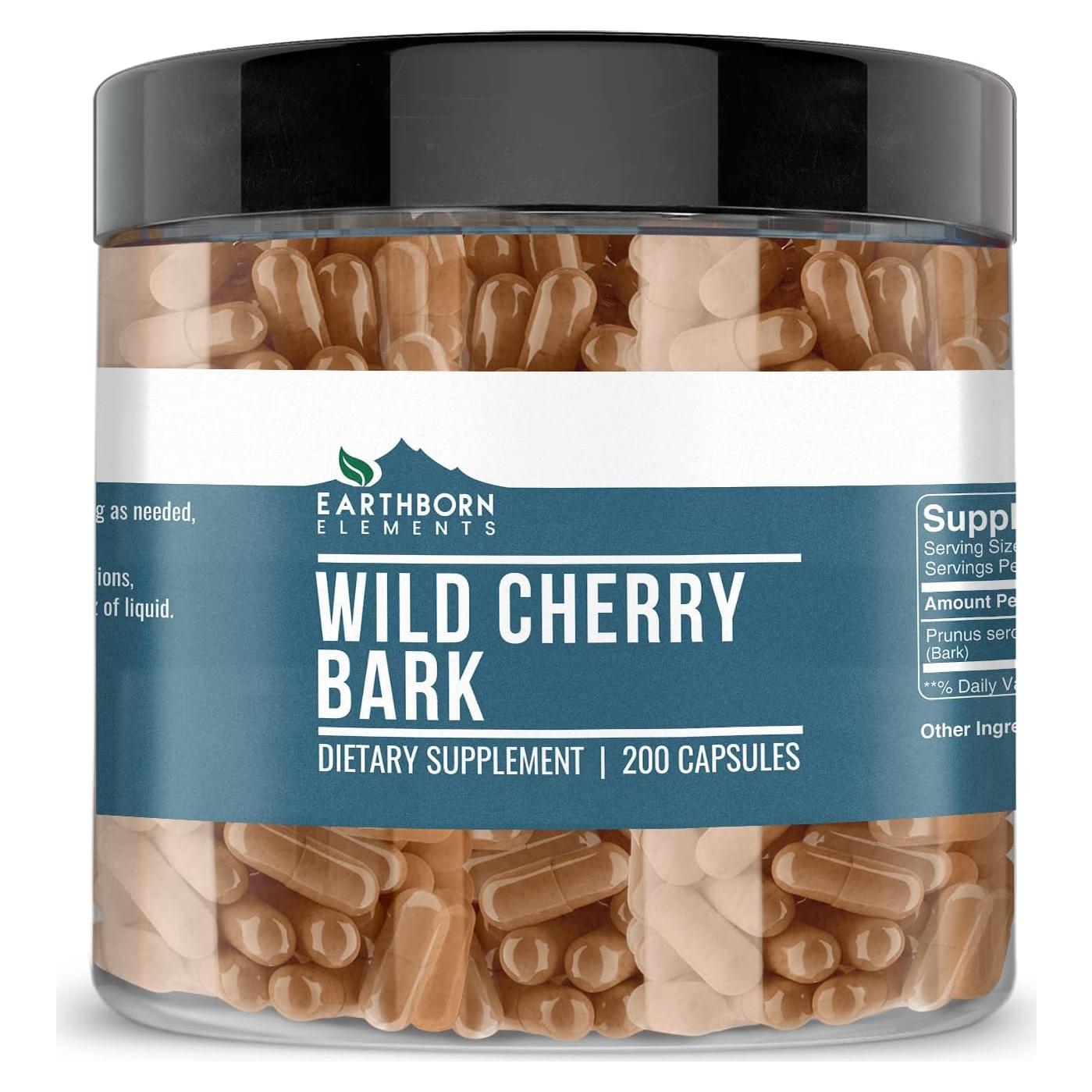 Cápsulas de Corteza de Cereza Silvestre Earthborn 200 Unidades