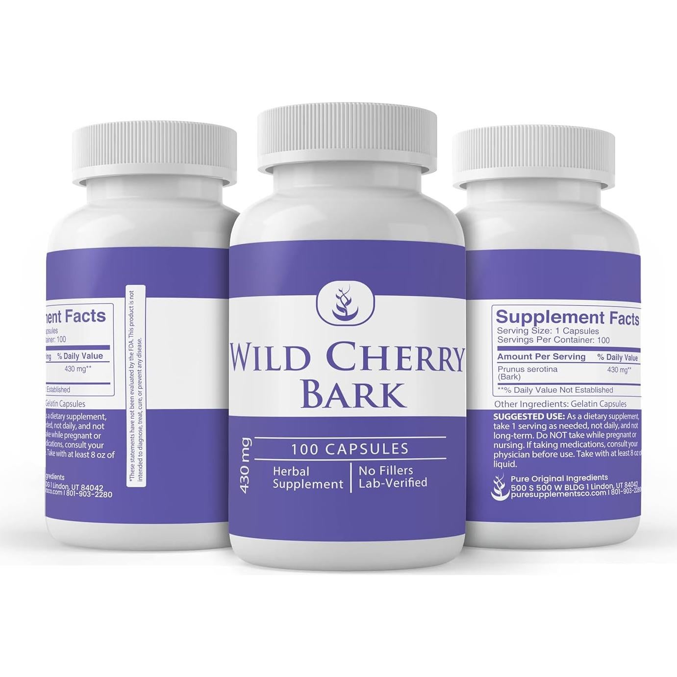 Cápsulas de Corteza de Cereza Silvestre Siempre Puro 100 Unidades