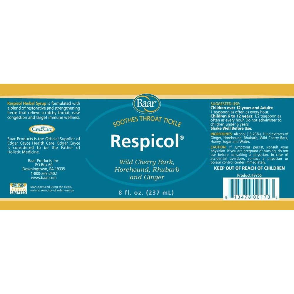 Jarabe Herbal Respicol Baar 226g - Alivio Tos y Garganta