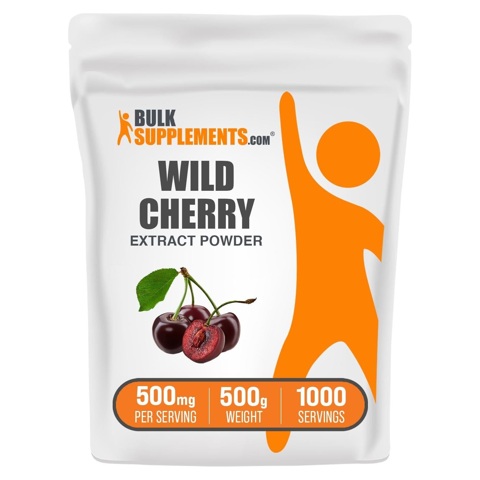 Polvo de Extracto de Cereza Silvestre BulkSupplements 500g - Suplemento Herbal Sin Gluten