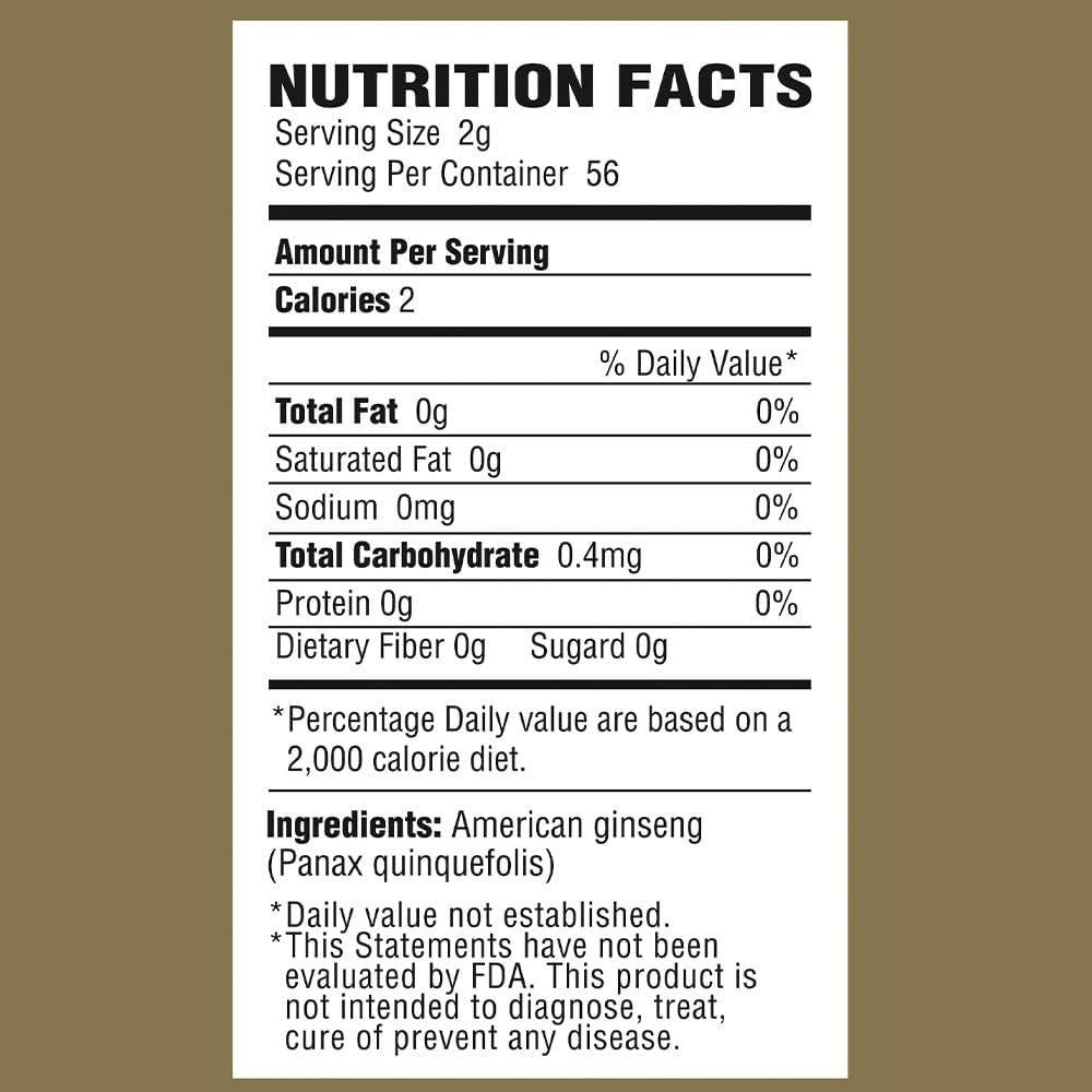 Polvo de Ginseng Americano Zen 113.4 g - Sin OGM y Gluten