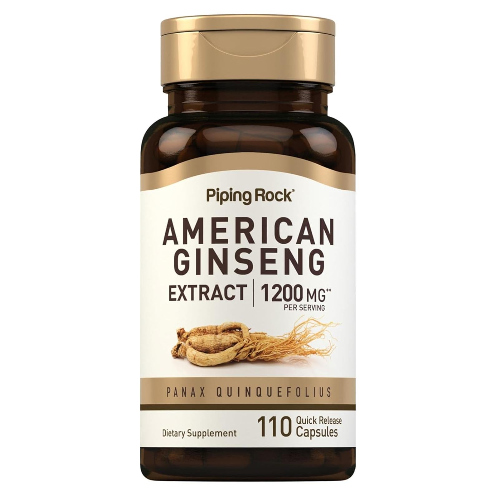 Cápsulas de Ginseng Americano Piping Rock 1200 mg 110 Unidades