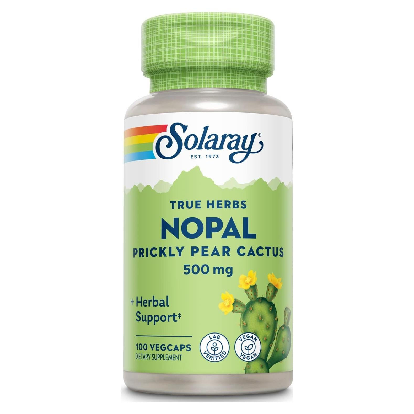Cápsulas de Nopal Solaray 500 mg - 100 VegCaps Antioxidantes