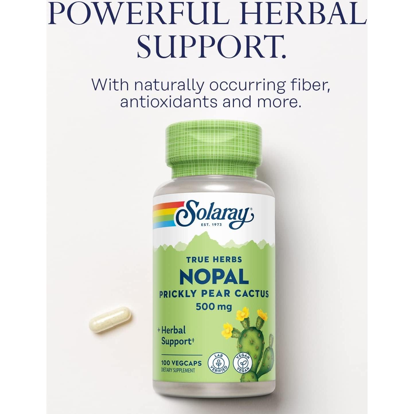 Cápsulas de Nopal Solaray 500 mg - 100 VegCaps Antioxidantes