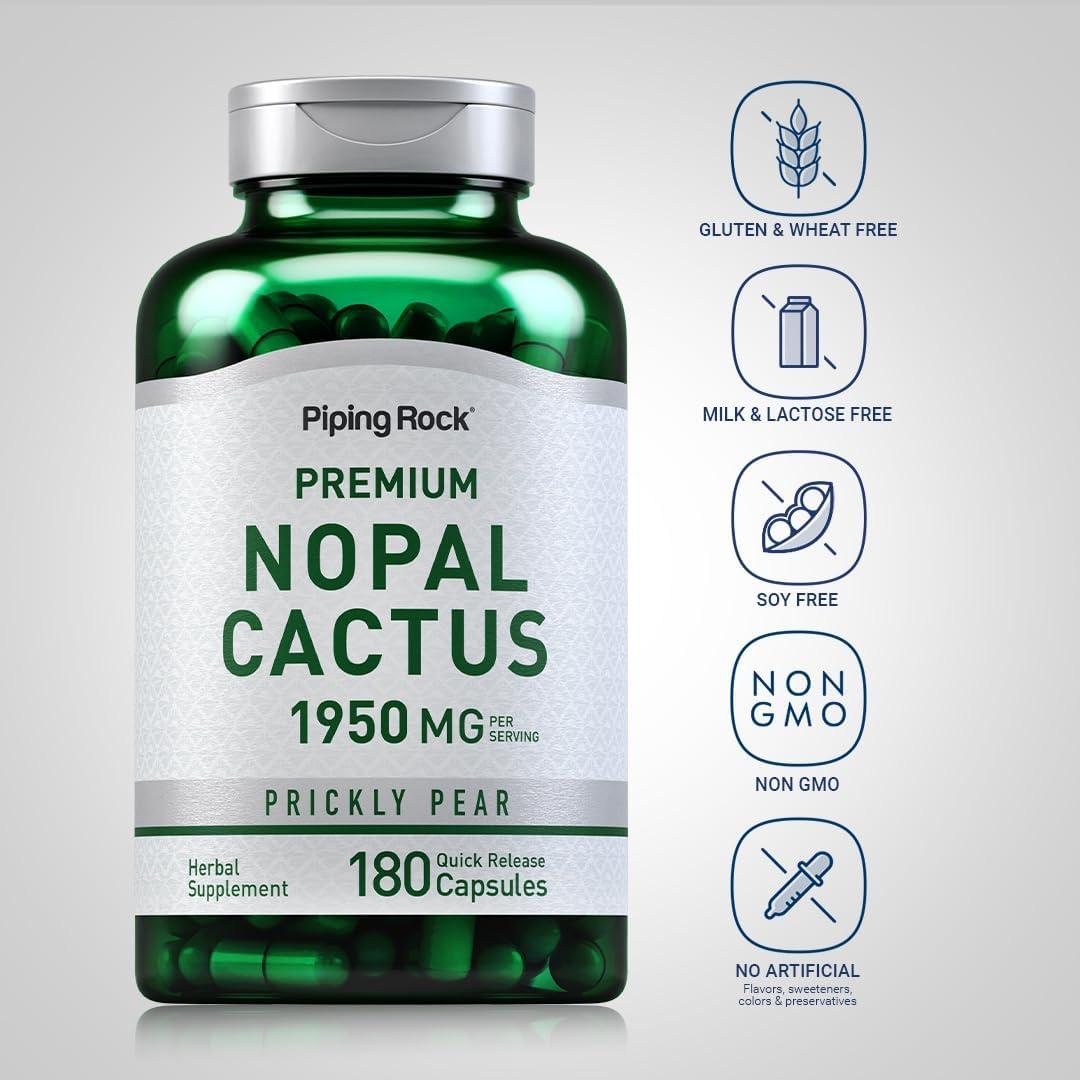 Cápsulas de Nopal Cactus Piping Rock 1950mg 180 Unidades