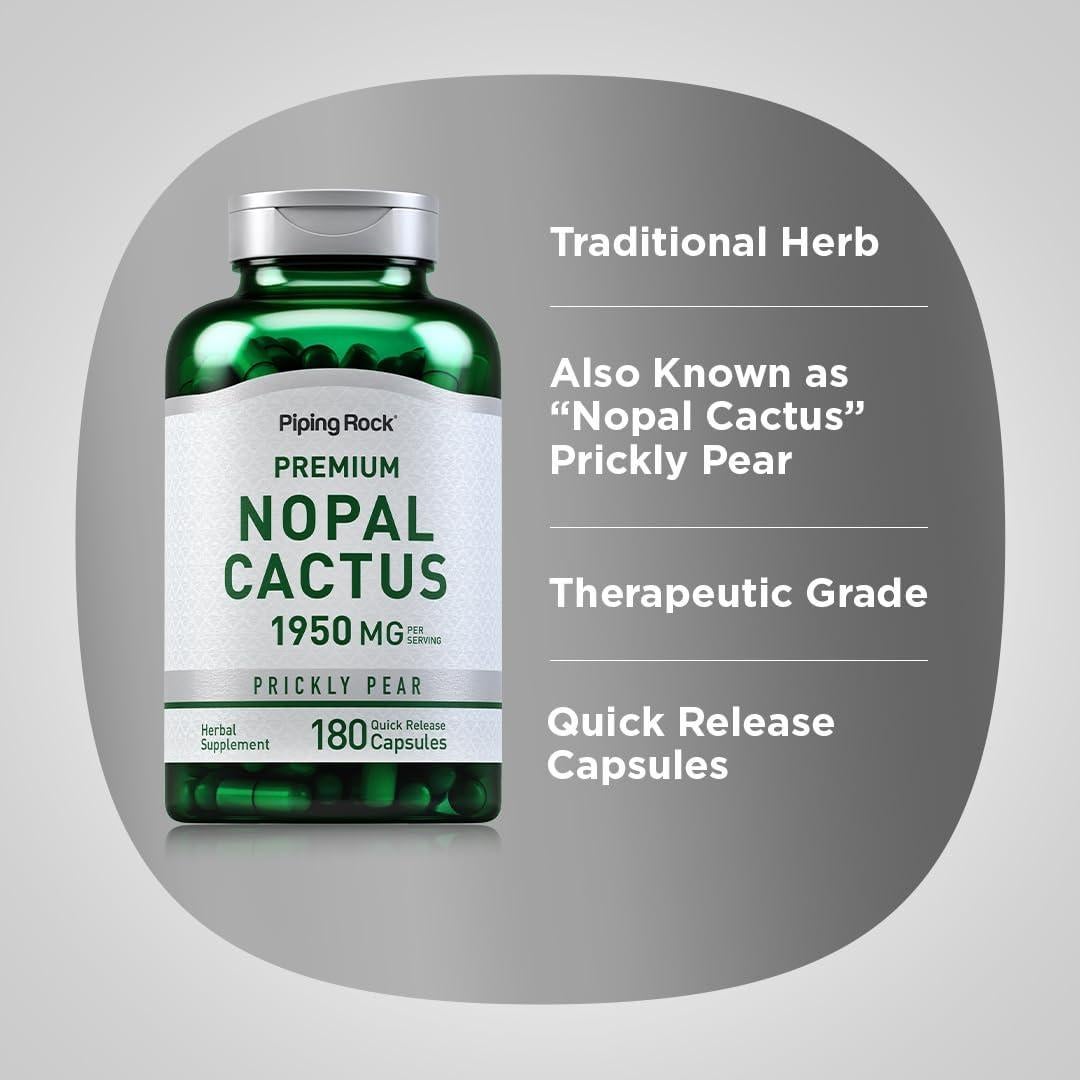 Cápsulas de Nopal Cactus Piping Rock 1950mg 180 Unidades