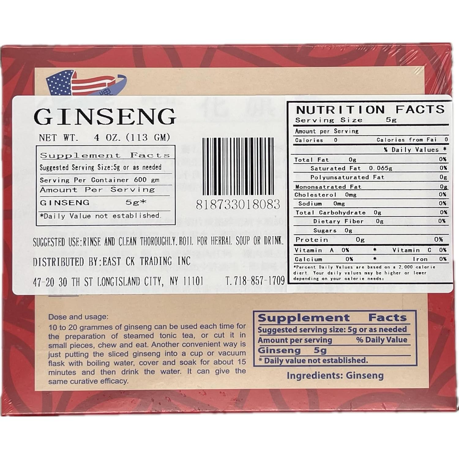 Ginseng Americano President Brand 113.4 g - Raíz Mediana