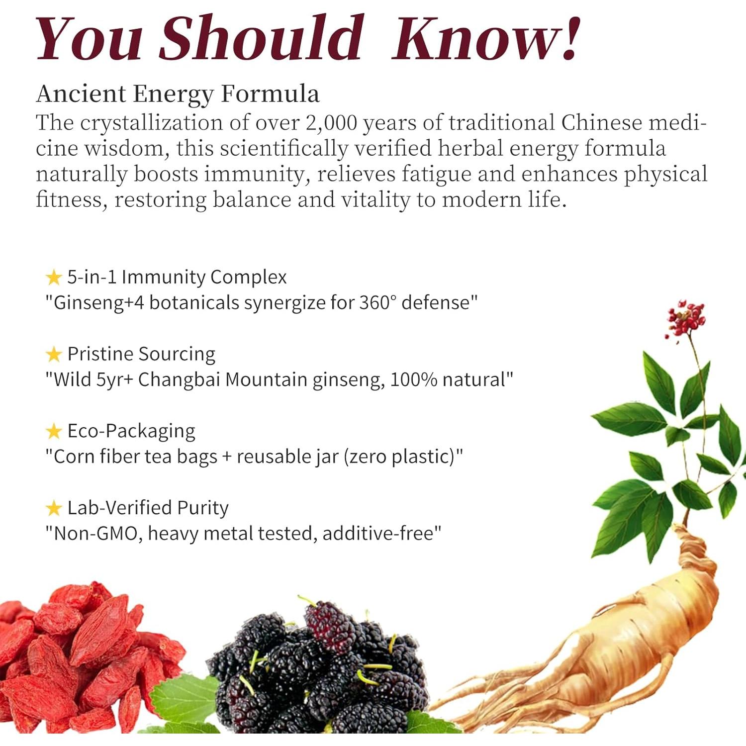 Té Herbal DOZO Ginseng Cinco Tesoros 250g - 25 Bolsas