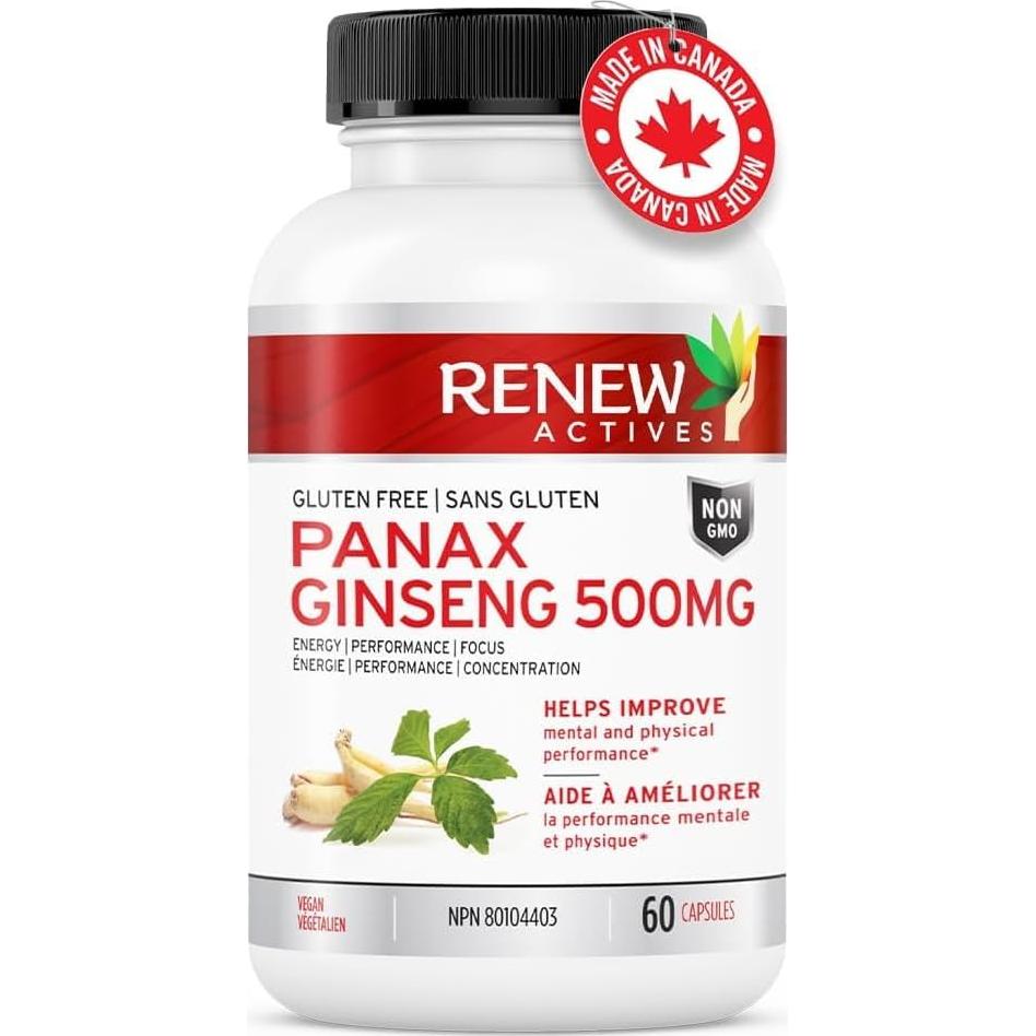 Cápsulas de Panax Ginseng Renew Actives 1000MG - 60 Unidades