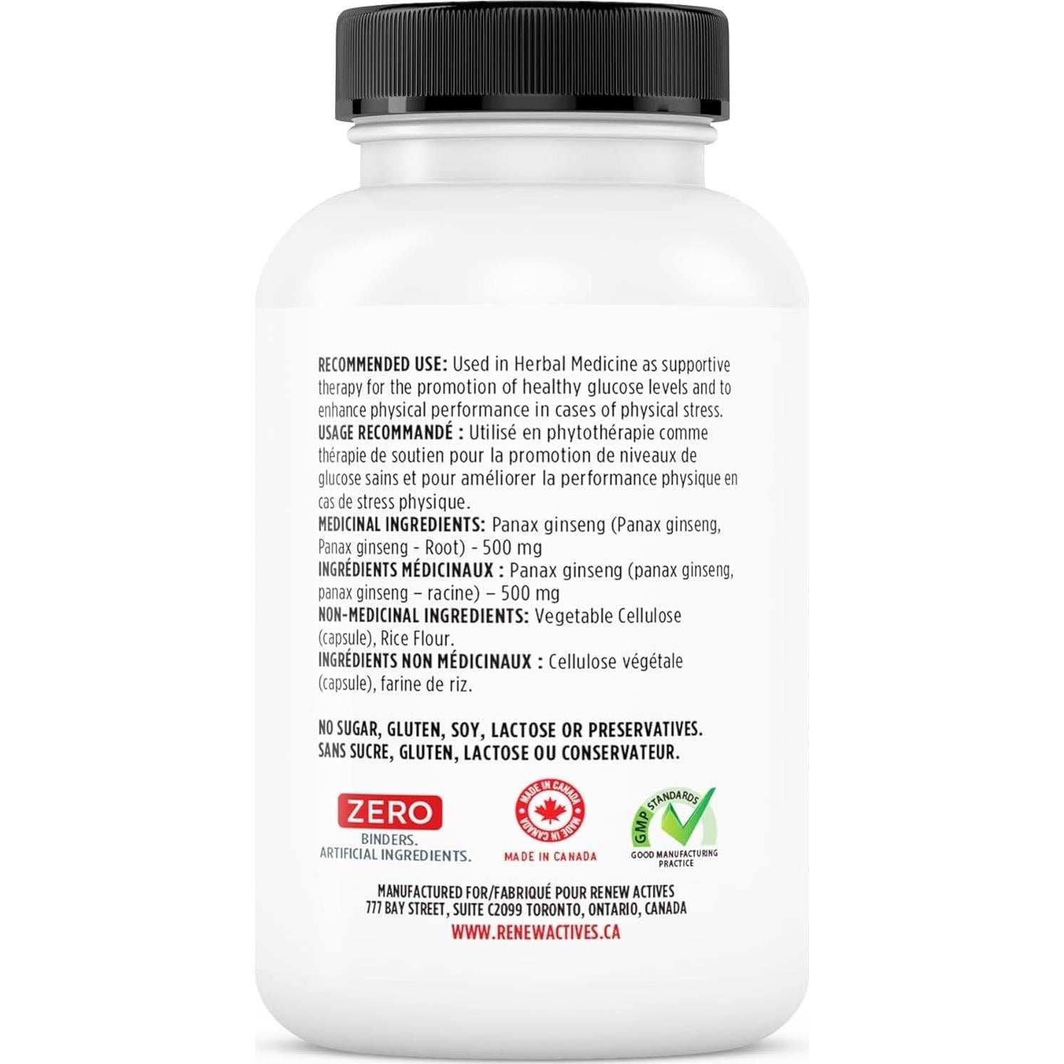 Cápsulas de Panax Ginseng Renew Actives 1000MG - 60 Unidades