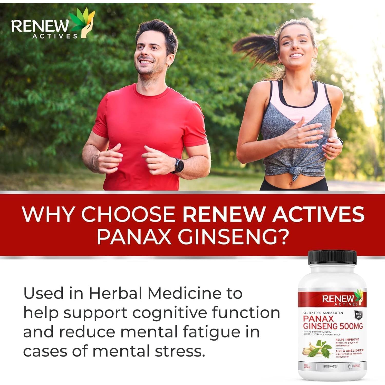 Cápsulas de Panax Ginseng Renew Actives 1000MG - 60 Unidades