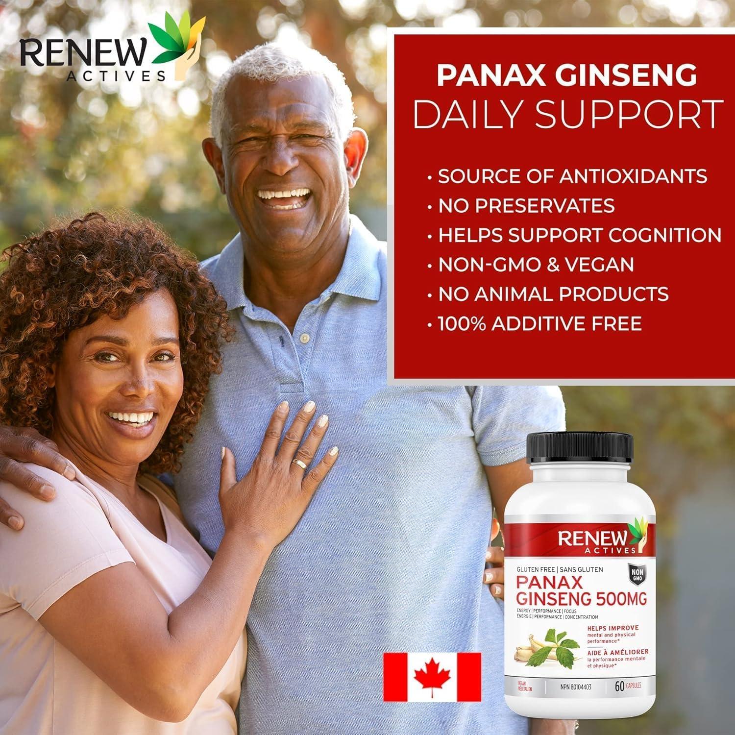 Cápsulas de Panax Ginseng Renew Actives 1000MG - 60 Unidades