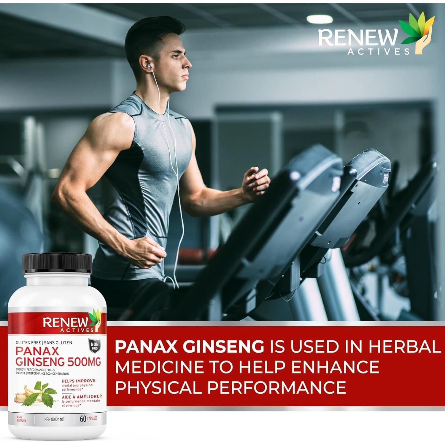 Cápsulas de Panax Ginseng Renew Actives 1000MG - 60 Unidades