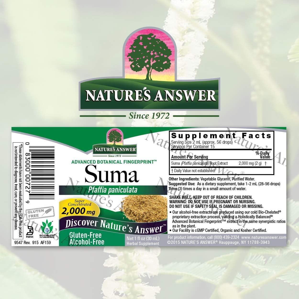 Raíz de Suma Nature's Answer 28.35g - Ginseng Brasileño Natural