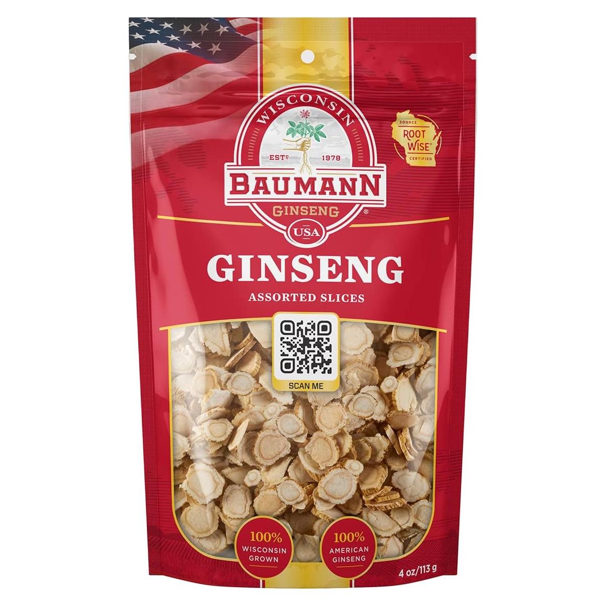 Rodajas de Ginseng Americano Baumann 113.4 g - 100% Natural