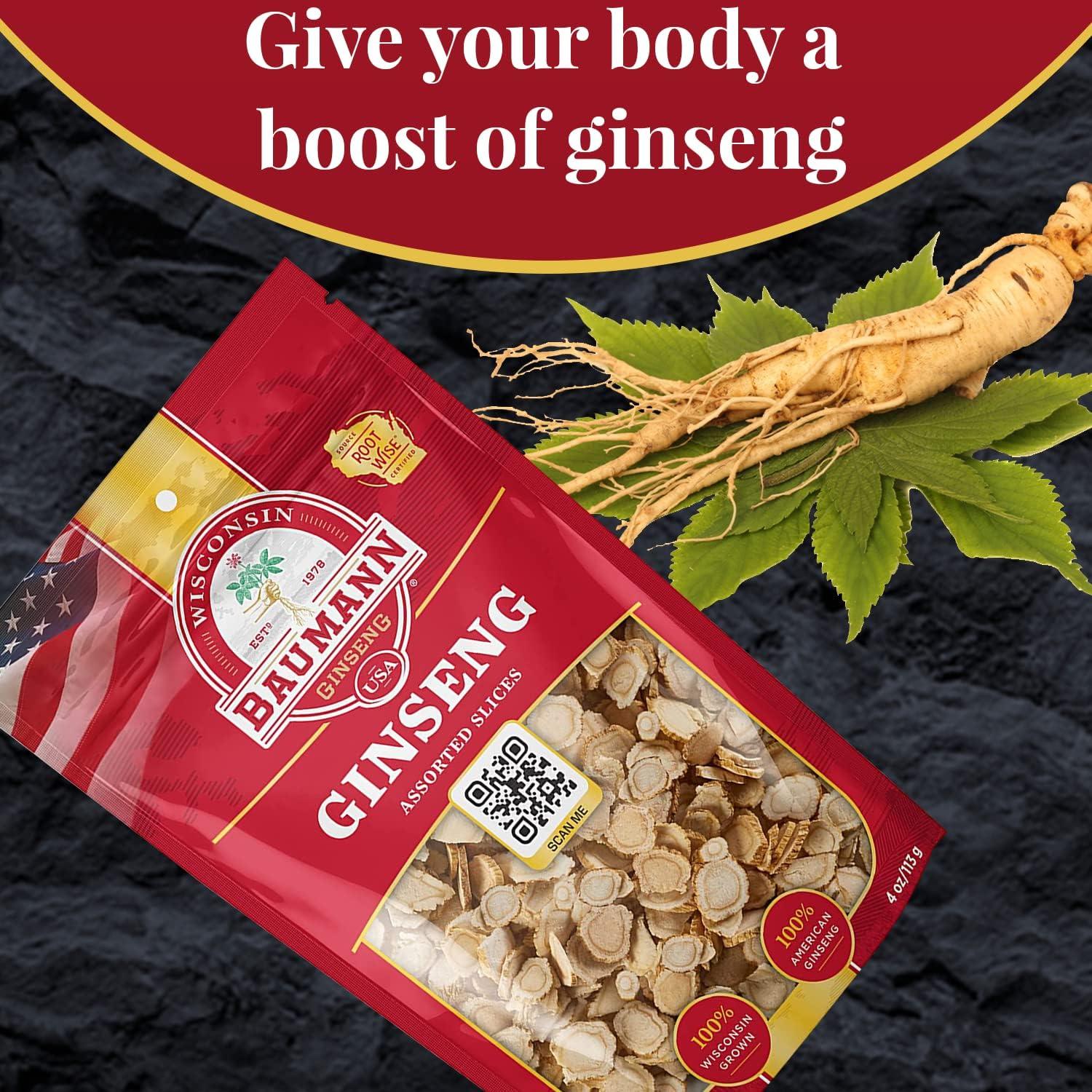 Rodajas de Ginseng Americano Baumann 113.4 g - 100% Natural