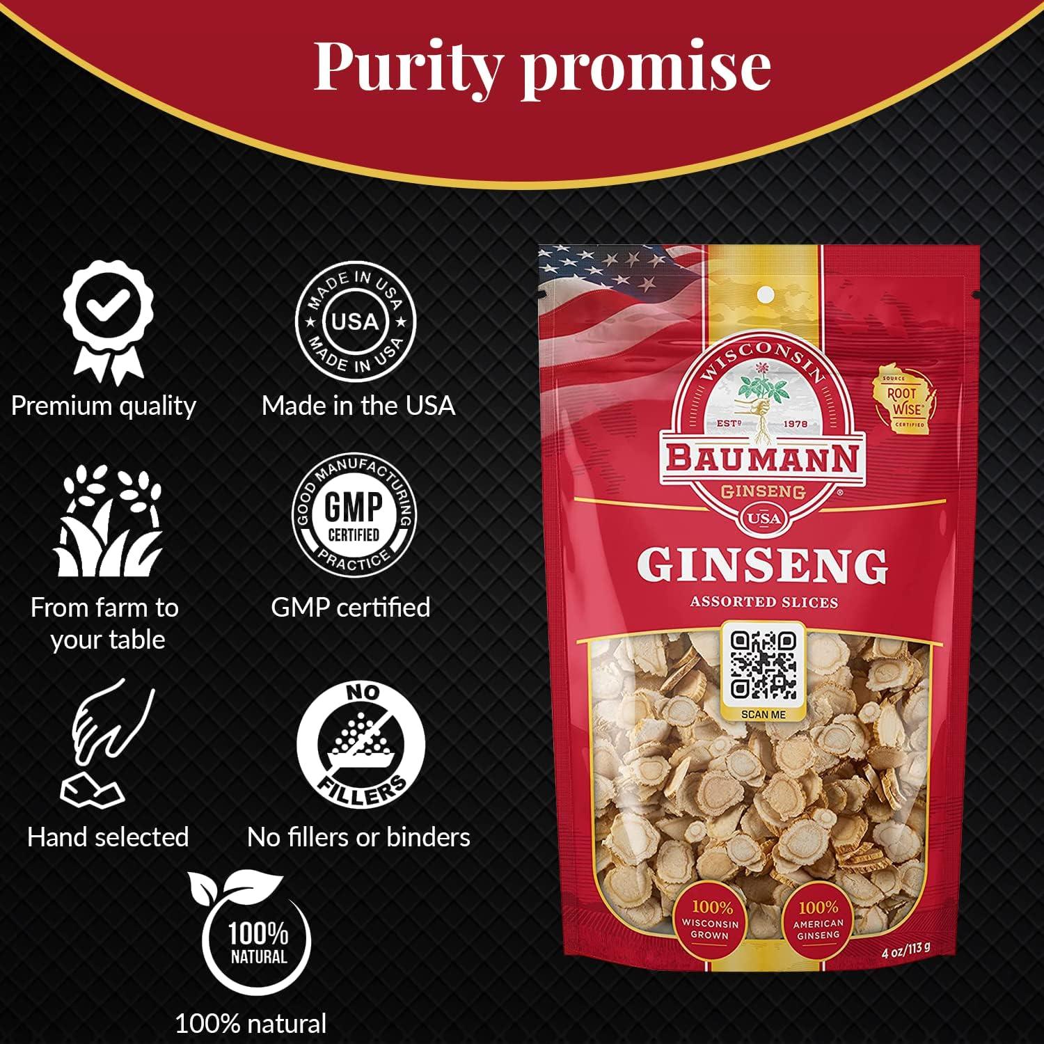 Rodajas de Ginseng Americano Baumann 113.4 g - 100% Natural