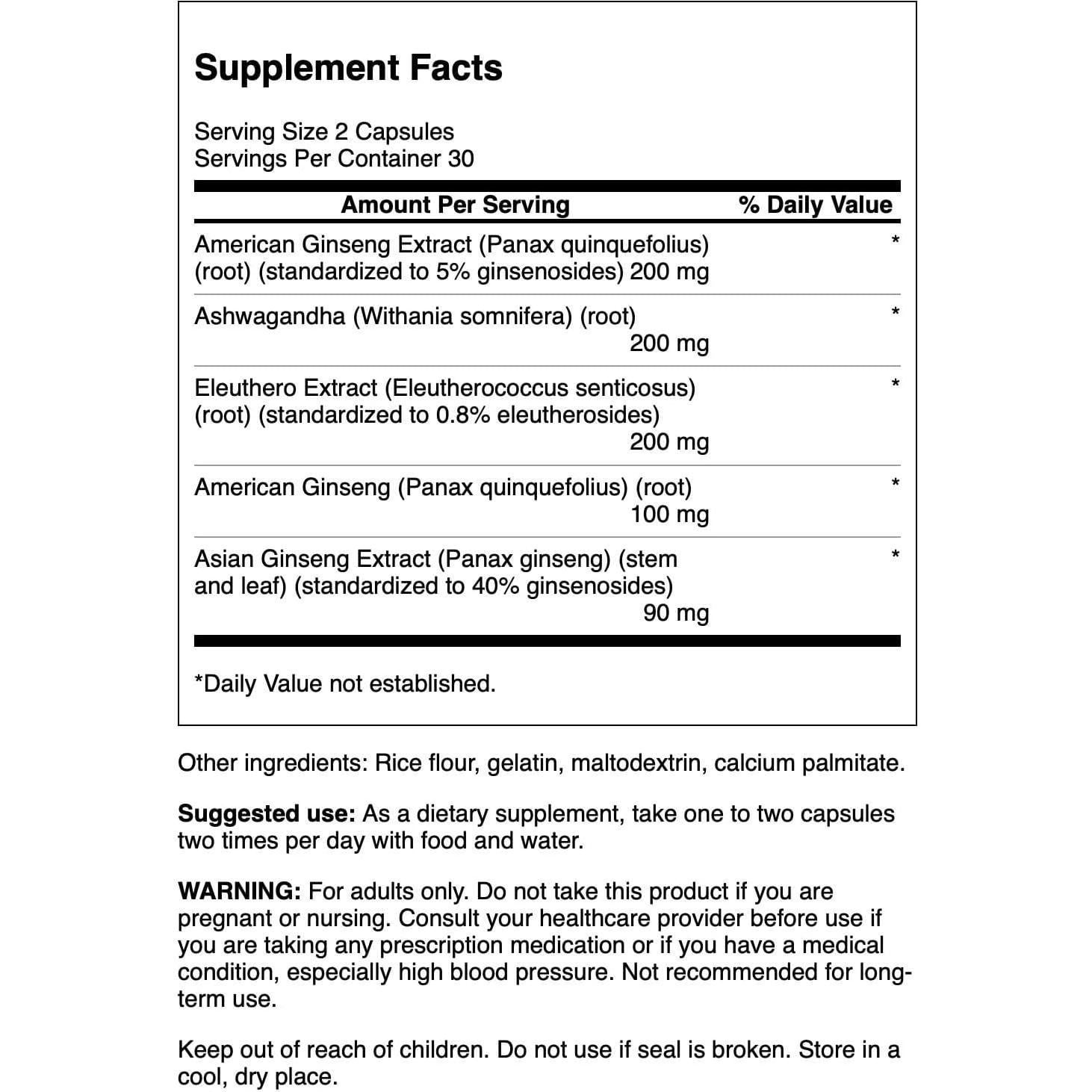 Swanson Dual Ginseng Plus 60 Cápsulas - Energizante Natural