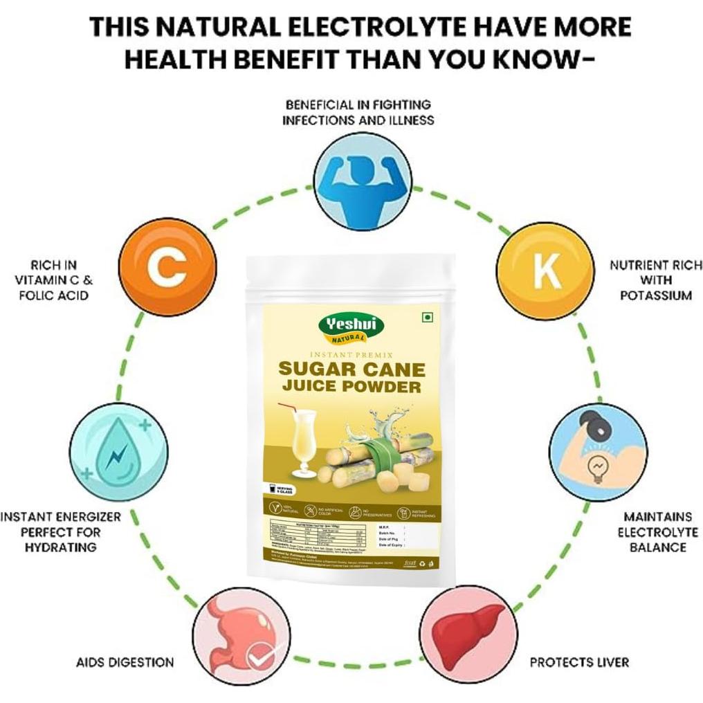 Jugo de Caña de Azúcar en Polvo Yeshvi Natural 100g - Bebida Energética