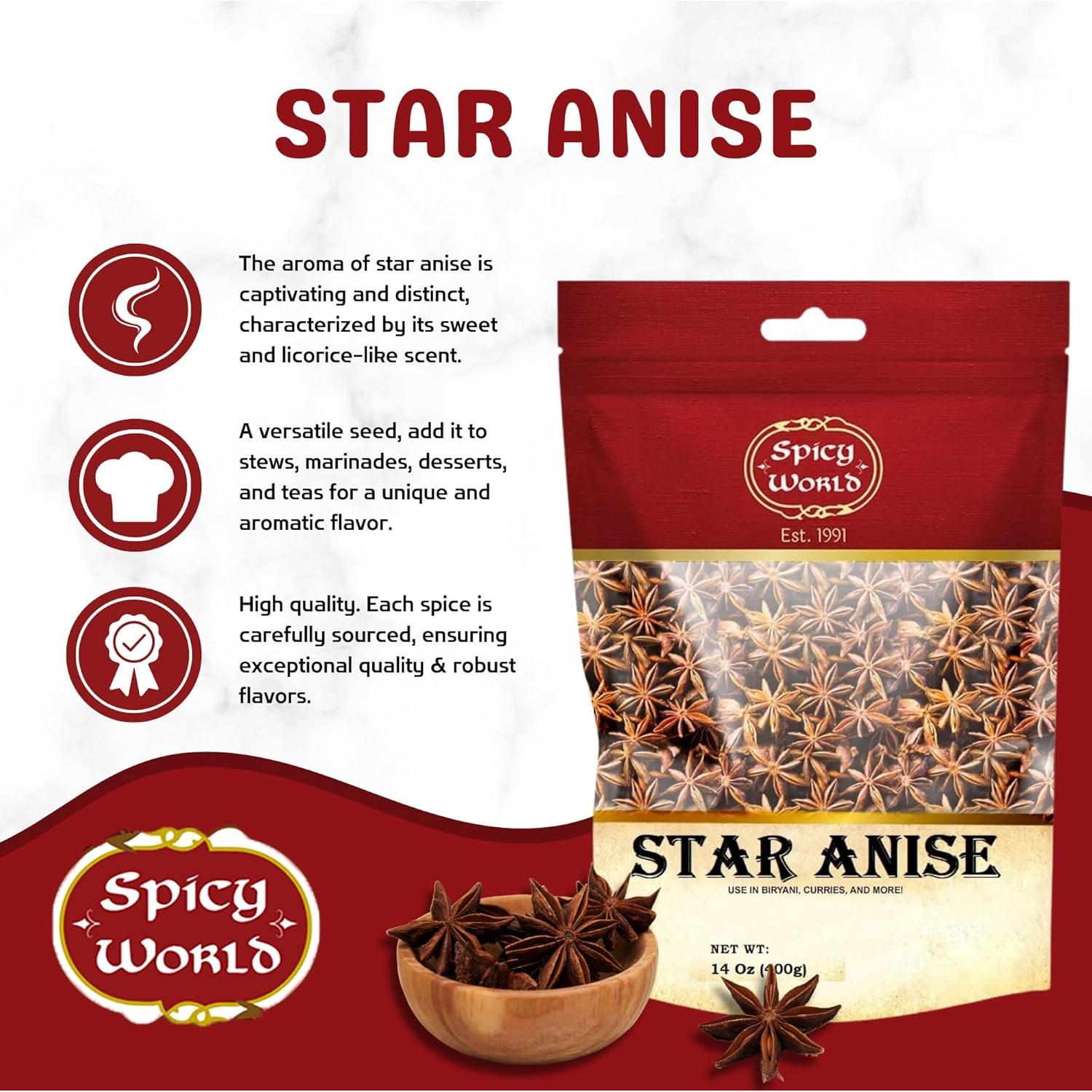 Anís Estrellado 396g Spicy World | Vainas Enteras Premium