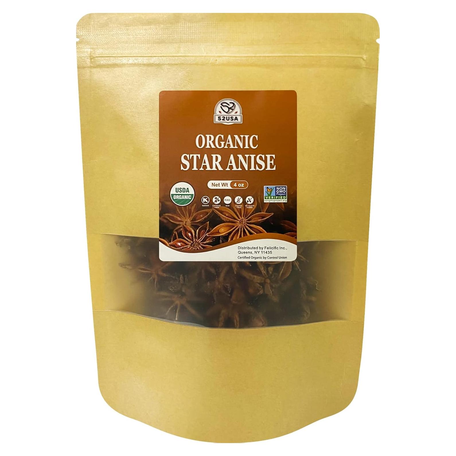 Anís Estrellado Orgánico 52USA - 113.4g | No OGM, Especia Premium