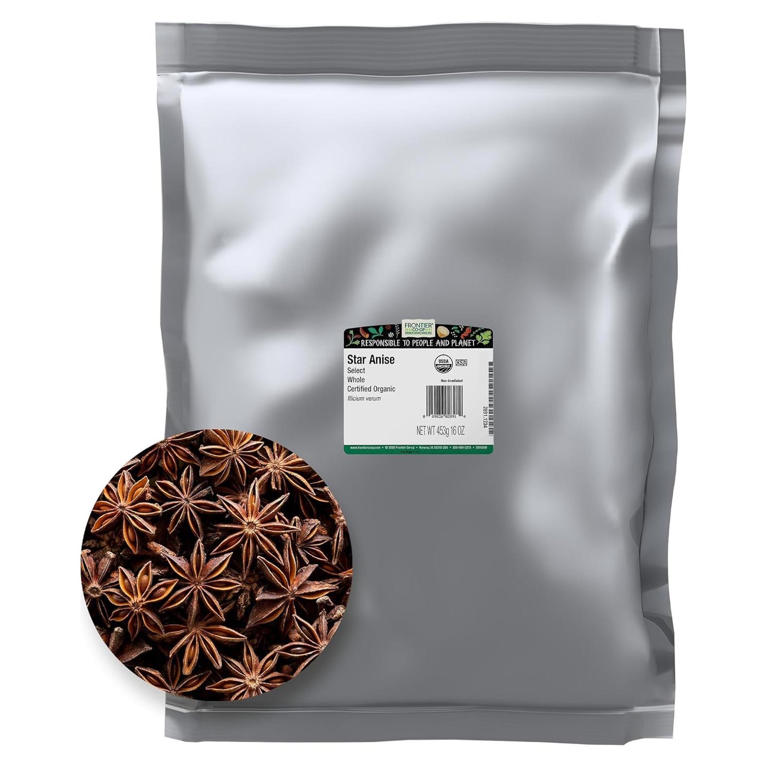 Anís Estrella Orgánico Entero Frontier Co-op 453g - Vainas Secas