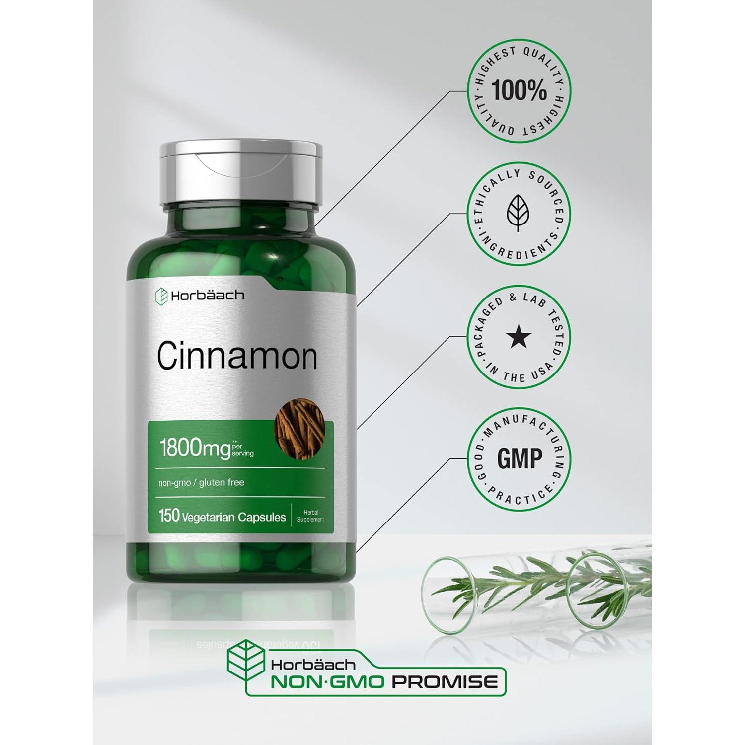 Cápsulas de Canela Horbaach 1800mg - Suplemento Vegetariano