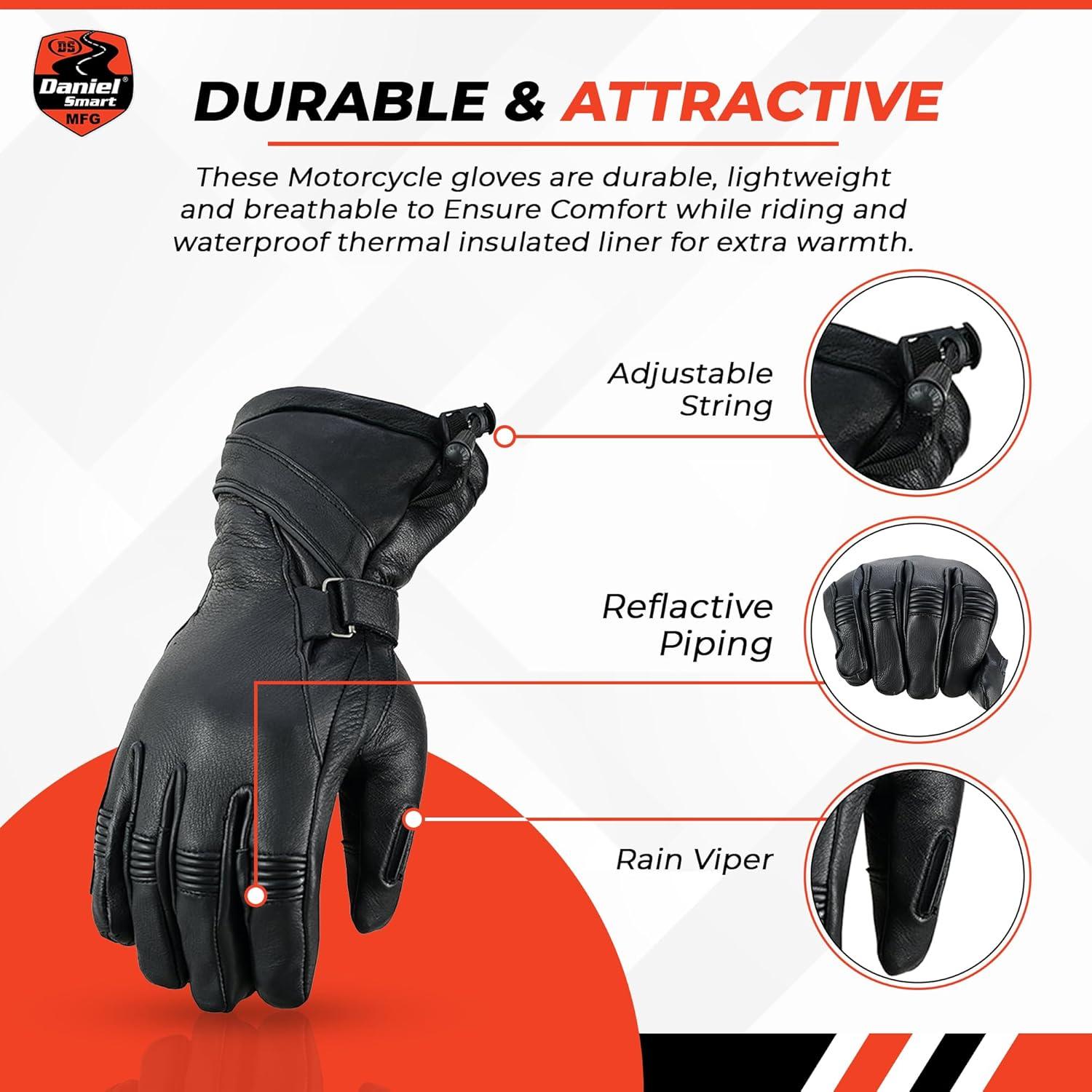Guantes de Cuero de Ciervo Daniel Smart - Motocicleta Pequeño