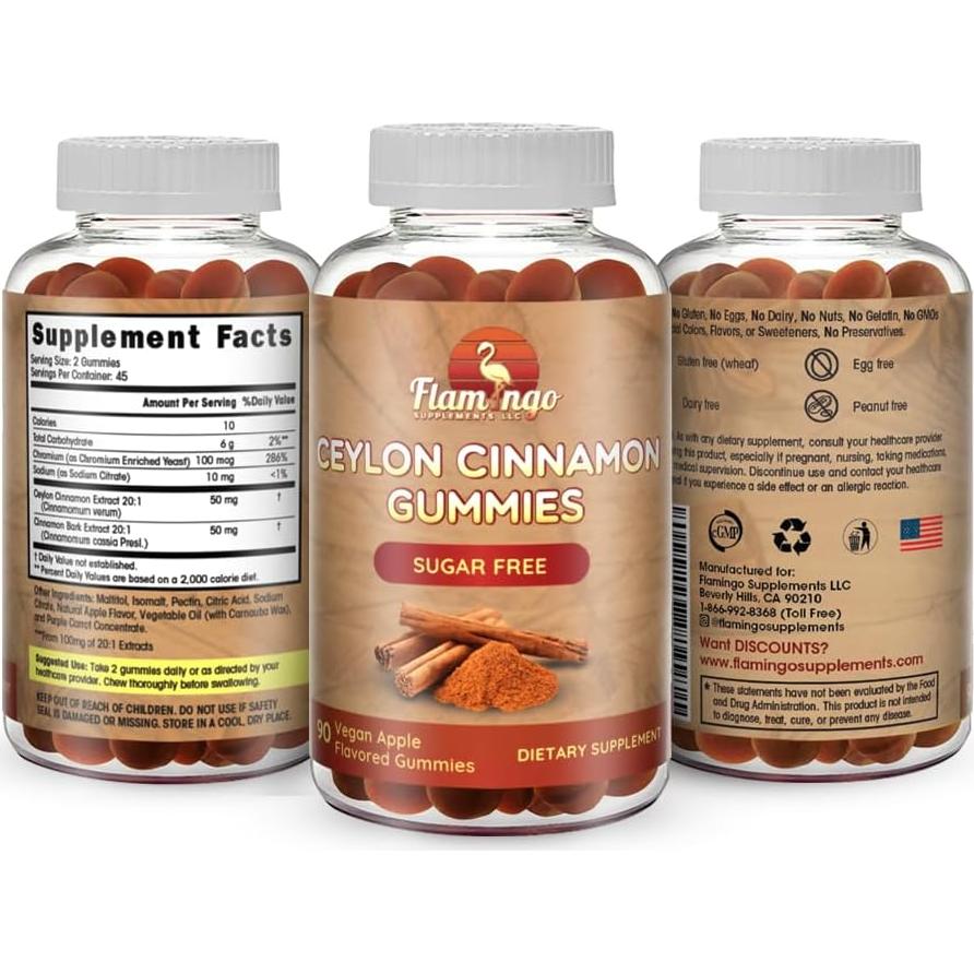 Gomitas de Canela de Ceilán Sin Azúcar Flamingo - 90 Masticables