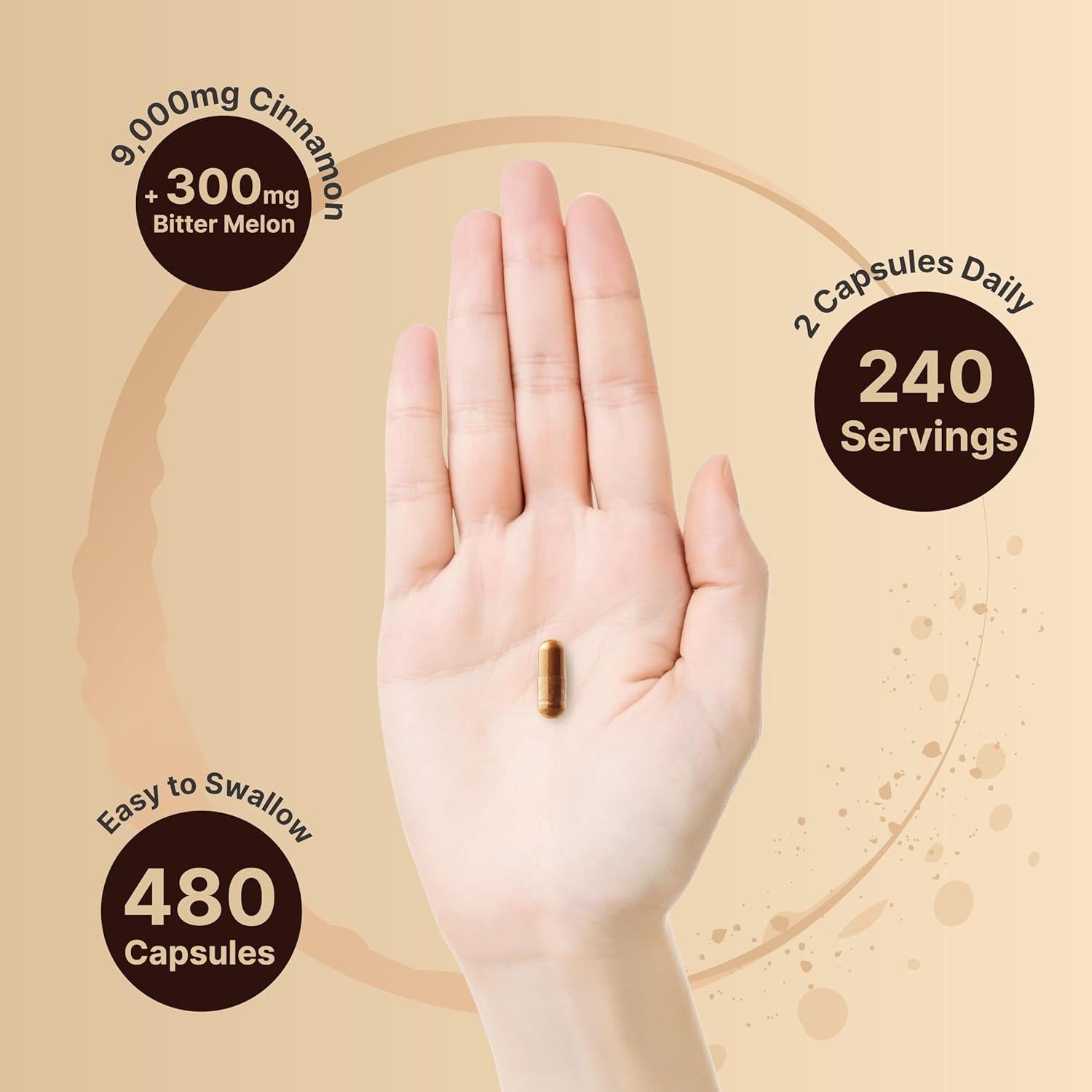 NatureBell Canela de Ceilán Orgánica 9000mg + Melón Amargo 480 Cápsulas