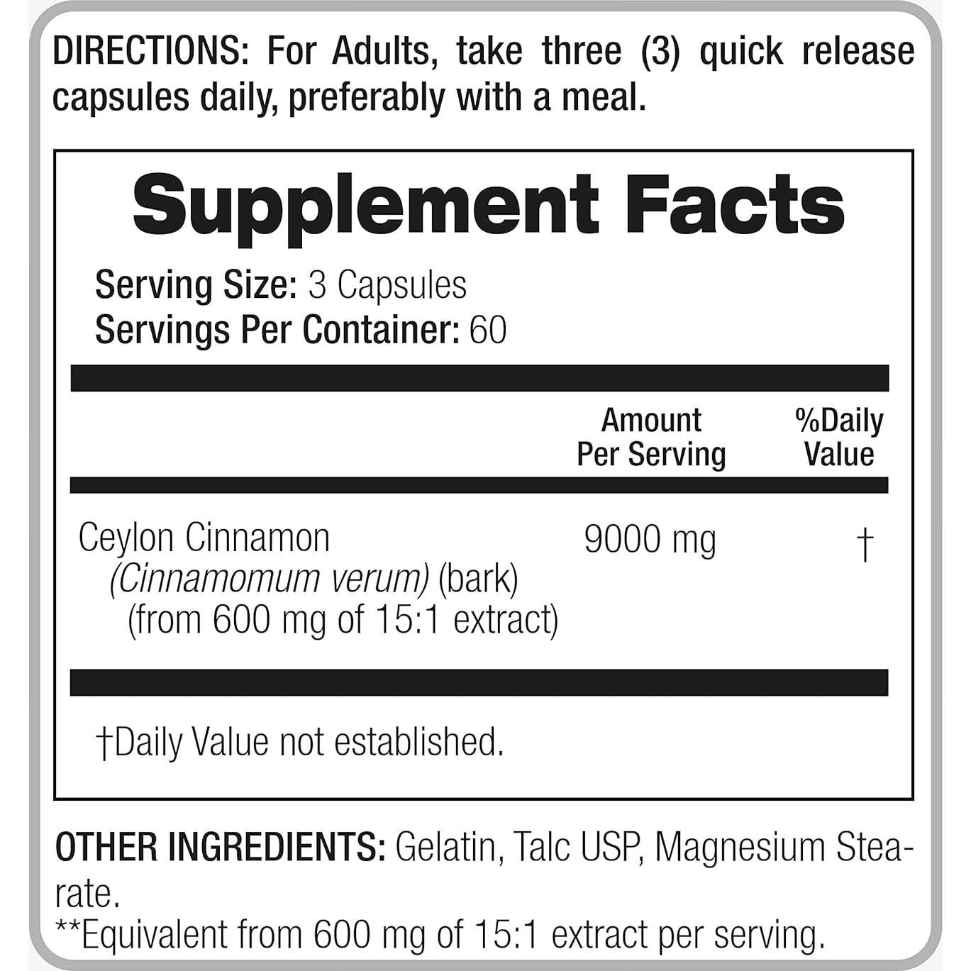 Cápsulas de Canela de Ceilán FITO MEDIC'S Lab 180 unidades 9000 mg