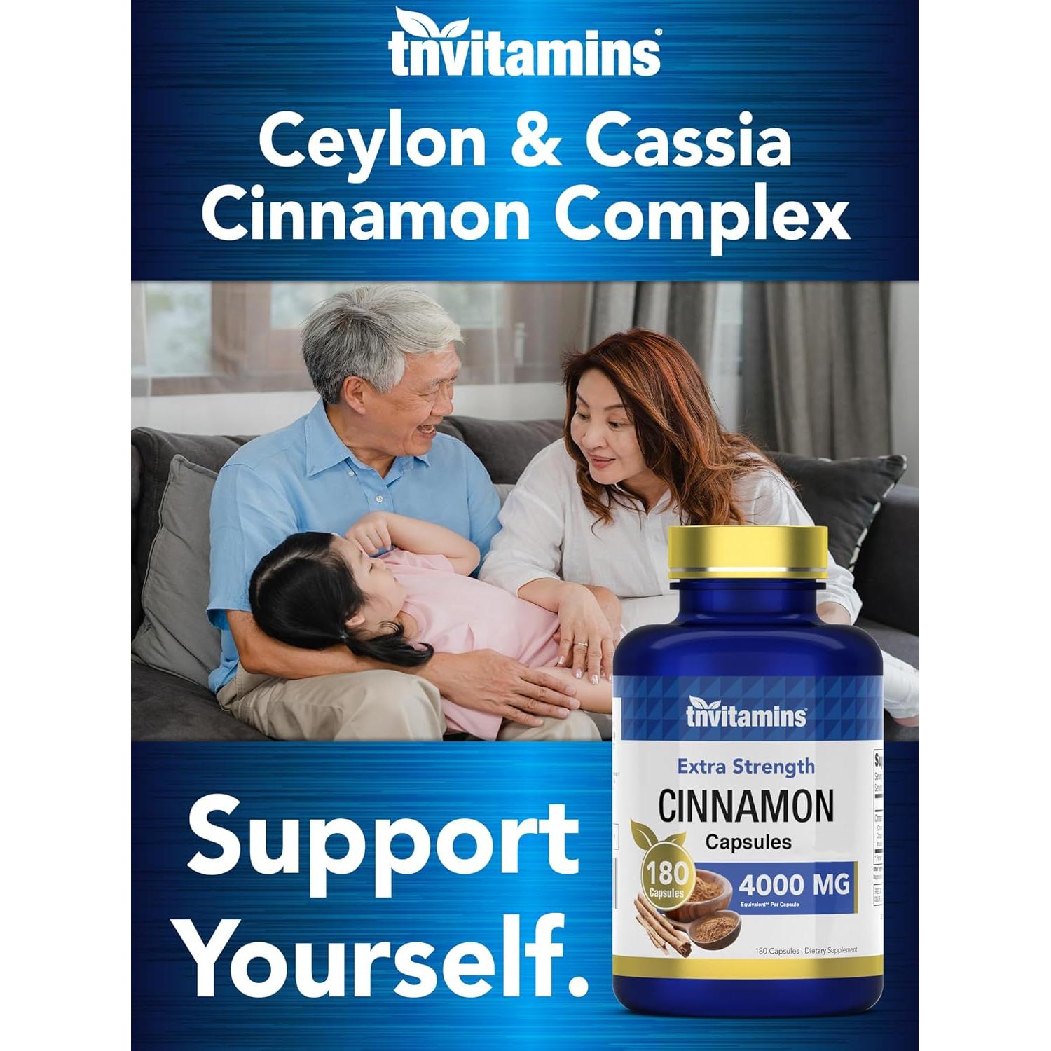 Cápsulas de Canela 4000 mg TNVitamins - 180 Cápsulas