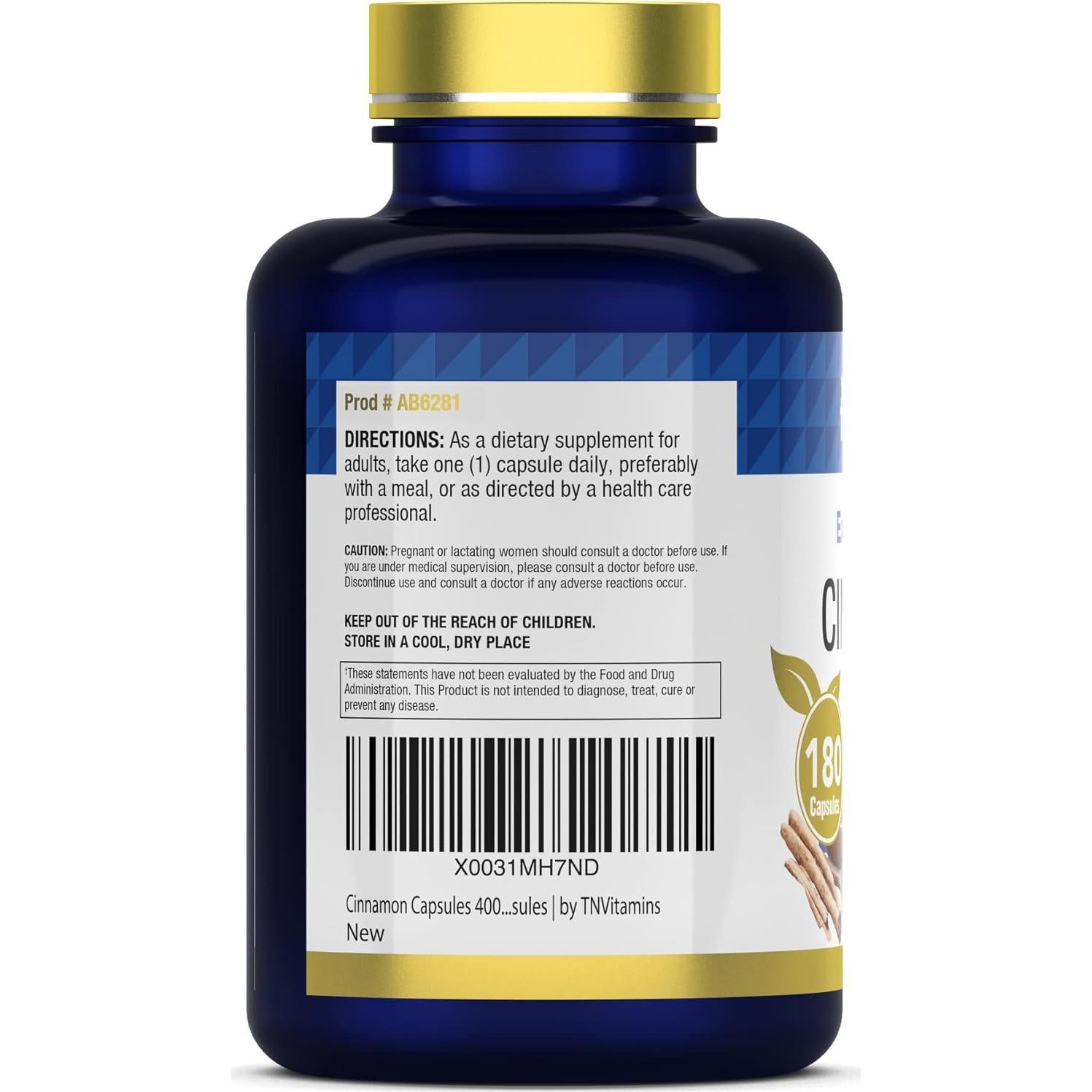 Cápsulas de Canela 4000 mg TNVitamins - 180 Cápsulas