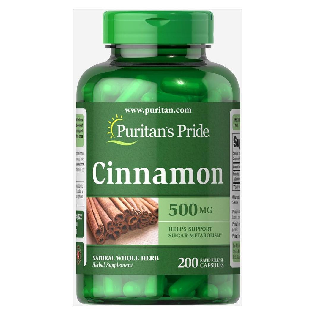 Cápsulas de Canela Puritan's Pride 500mg - 200 Unidades