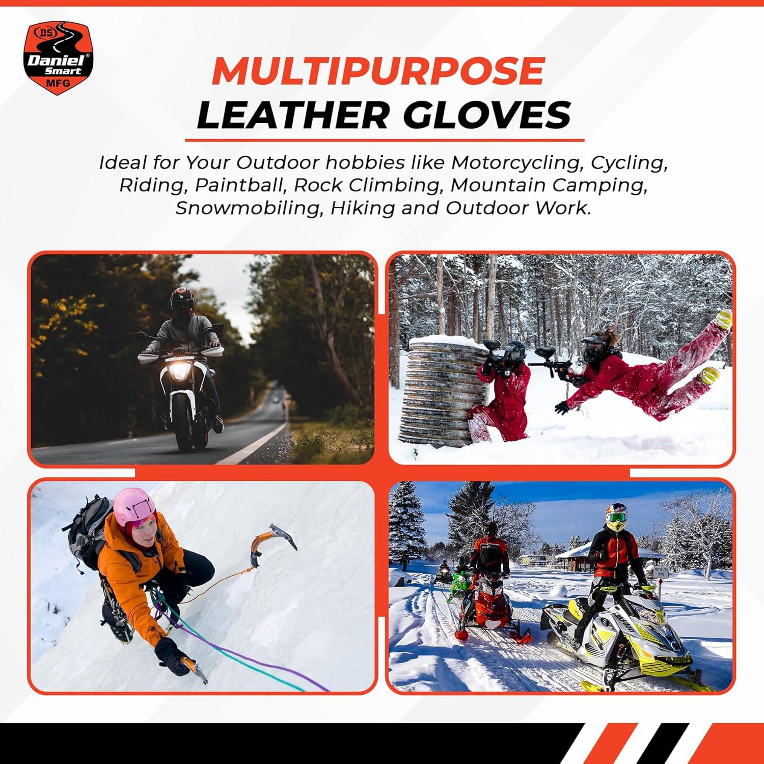 Guantes de Cuero de Ciervo Daniel Smart - Motocicleta X-Pequeño