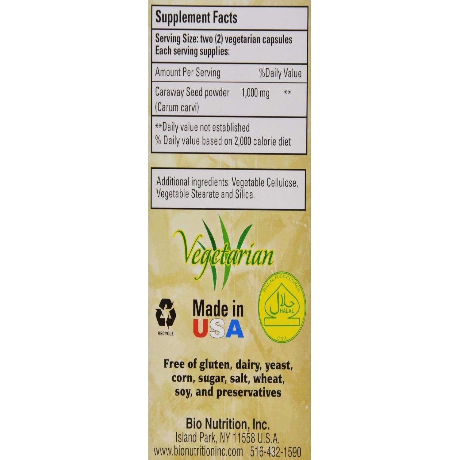 Cápsulas Vegetarianas de Semilla de Comino Bio Nutrition 1000 mg