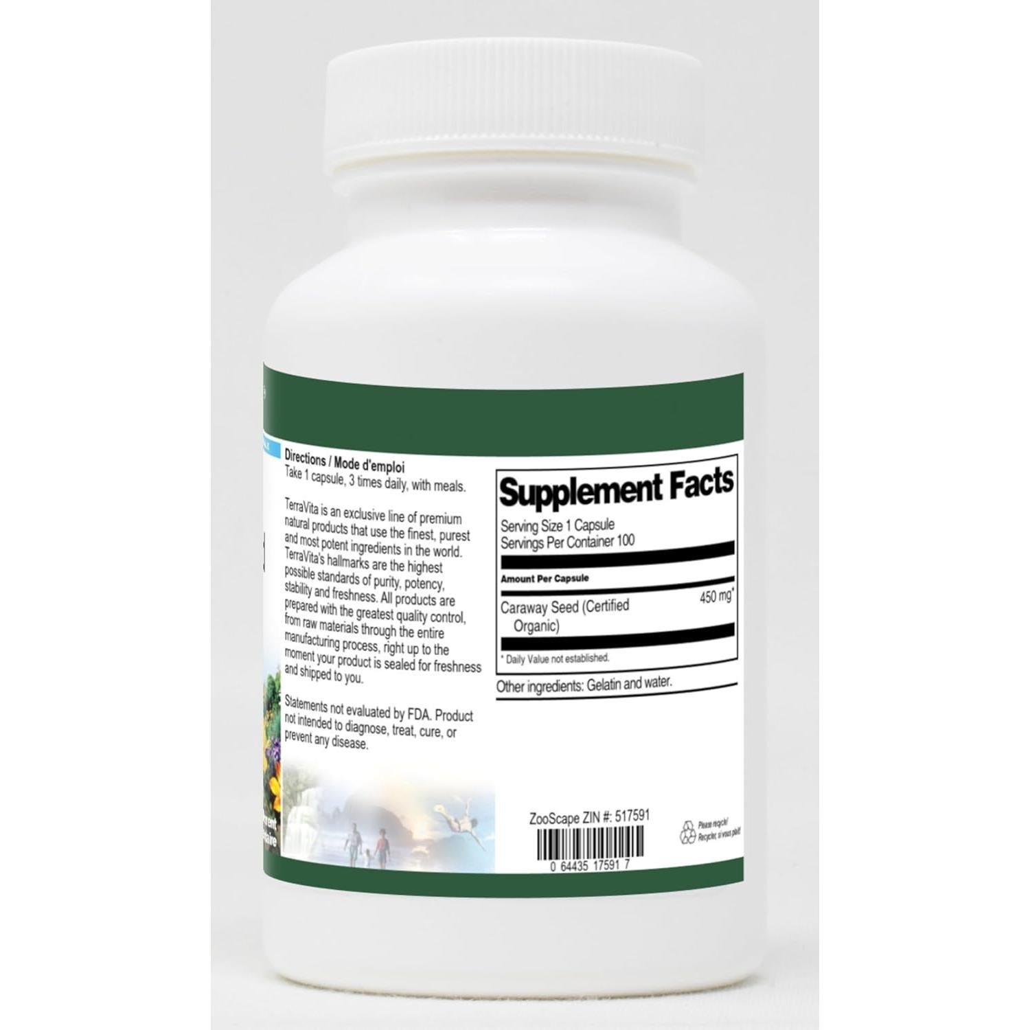 Semilla de Comino Orgánica TerraVita 450 mg 100 Cápsulas