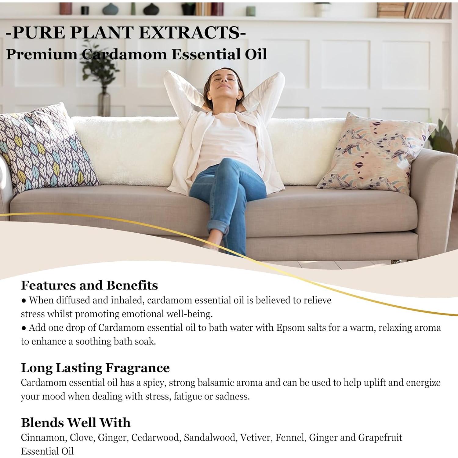 Aceite Esencial de Cardamomo 118 ml EUQEE - Botella con Gotero