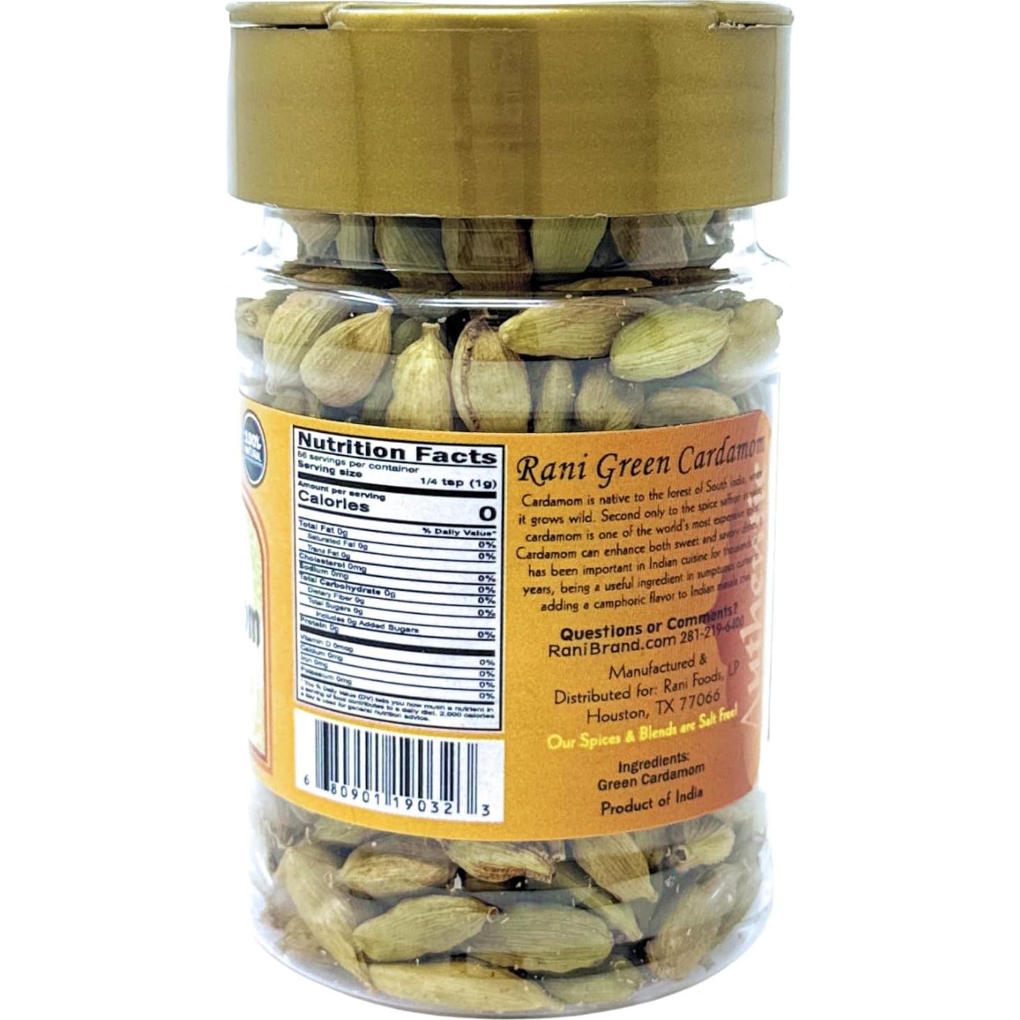 Vainas de Cardamomo Verde Rani 56g - 100% Natural y Vegano