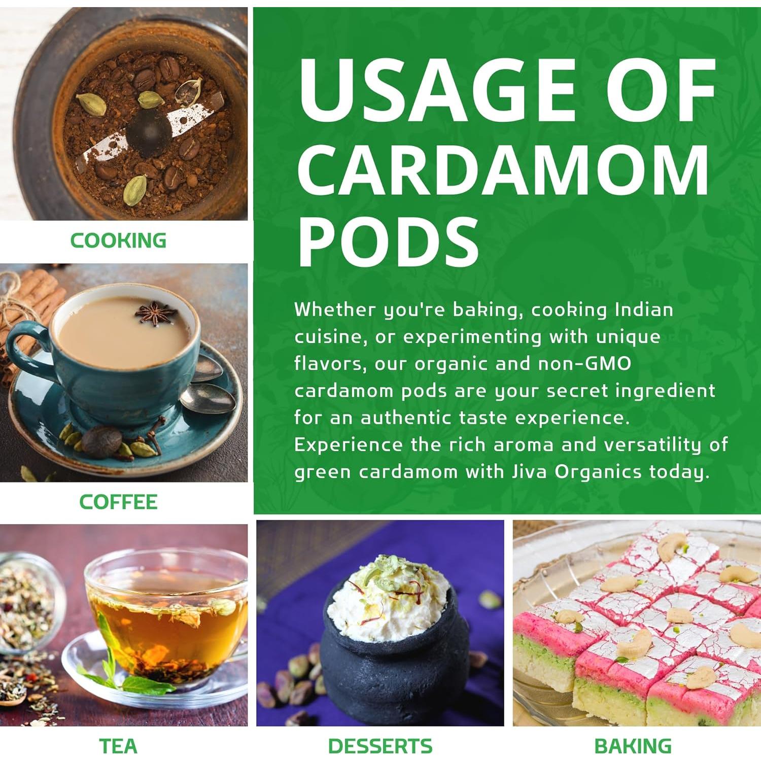 Cardamomo Verde Orgánico Jiva - Vainas Enteras 99.22g