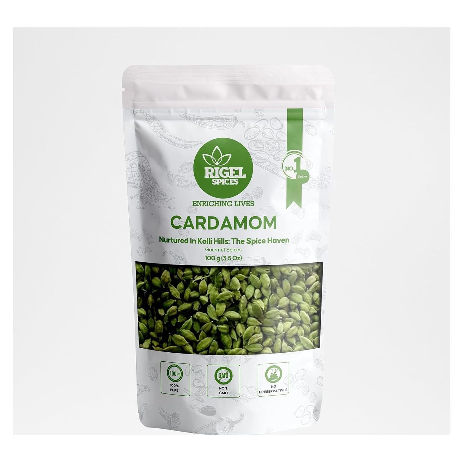 Vainas de Cardamomo Rigel Spices 75g - Frescura y Sabor Natural