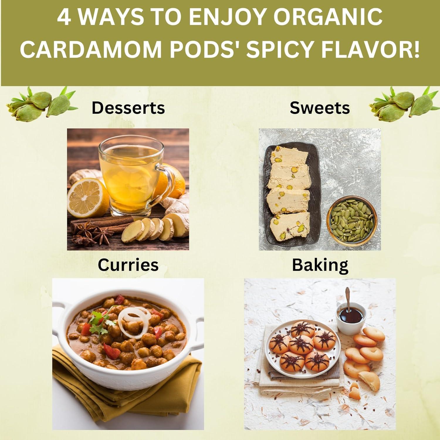 Podos de Cardamomo Verde Orgánico Picante 56.7 g - Semillas Enteras