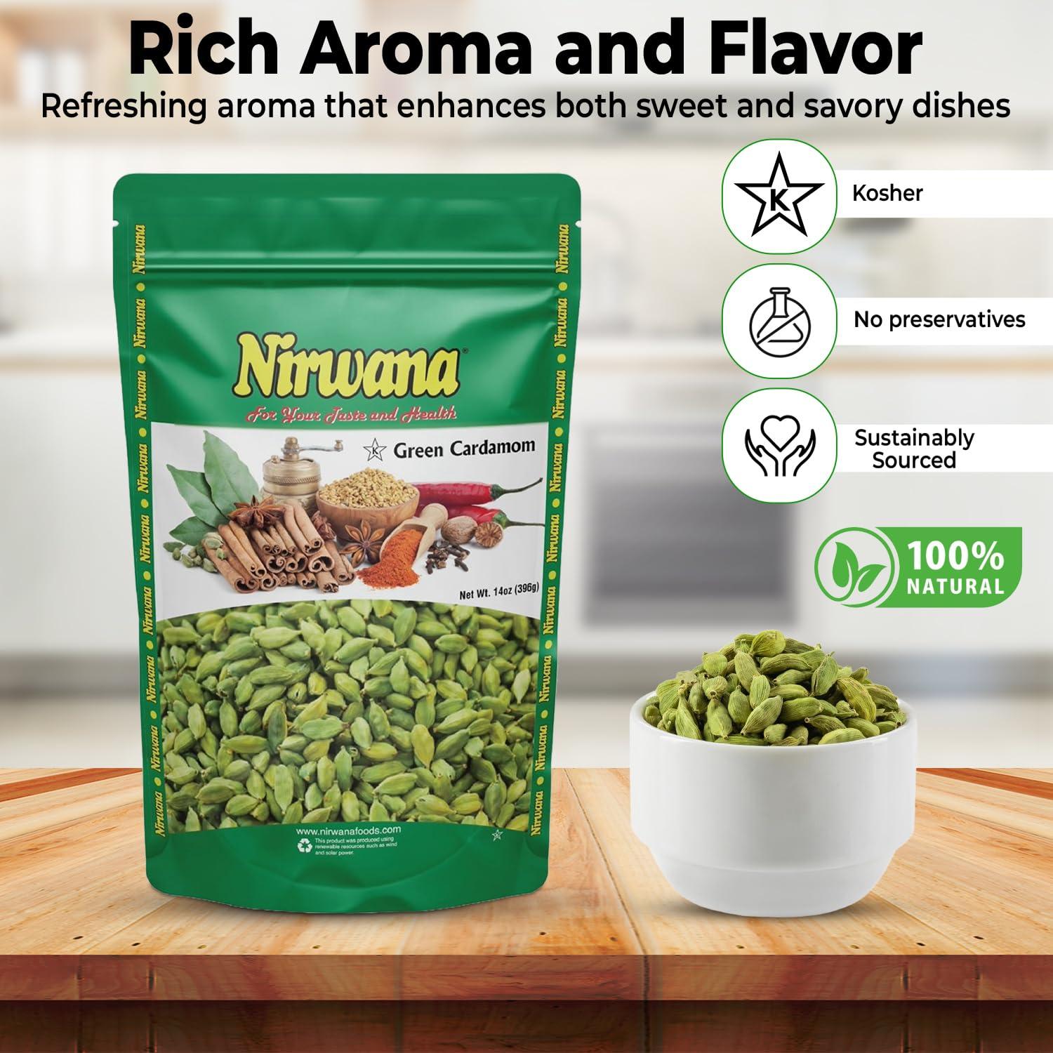 Vainas de Cardamomo Verde Premium Nirwana 396g - Especias Aromáticas