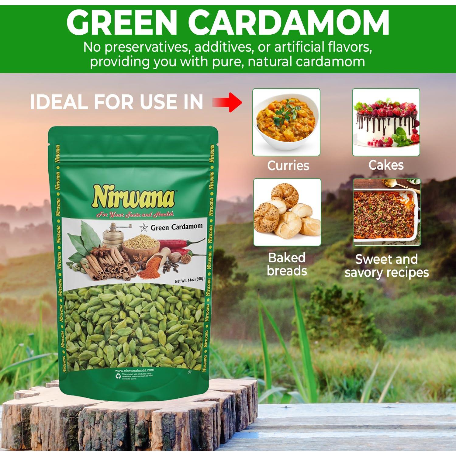 Vainas de Cardamomo Verde Premium Nirwana 396g - Especias Aromáticas