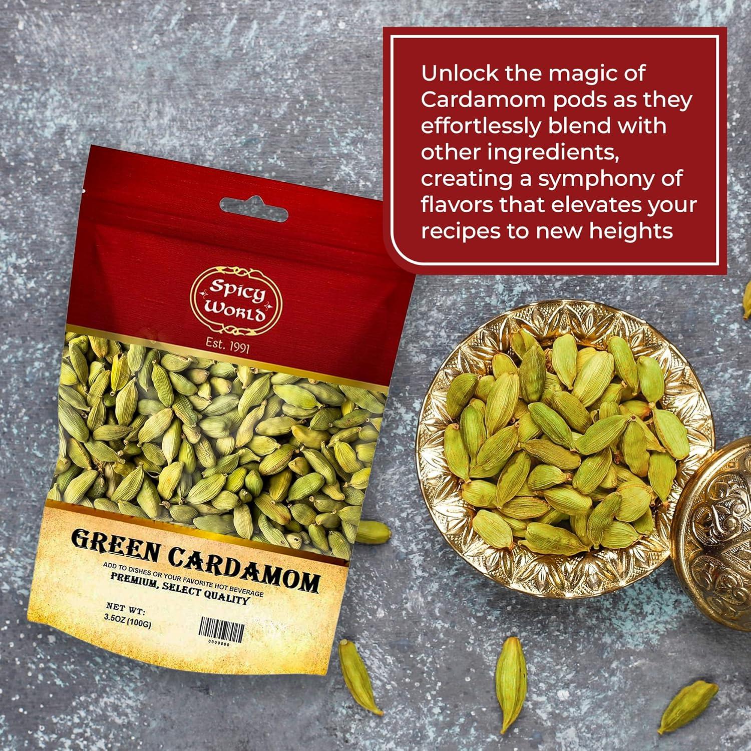 Vainas de Cardamomo Verde Spicy World 99.22 g - Calidad Premium