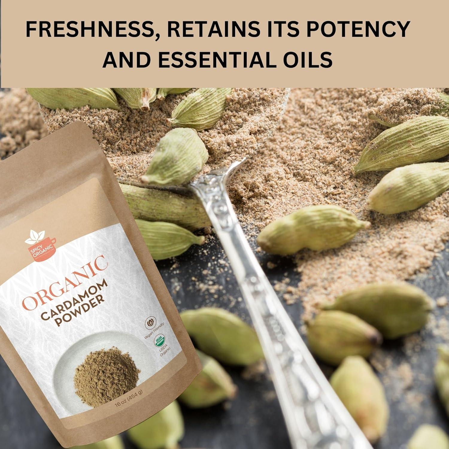 Cardamomo Orgánico Molido Picante 113 g - Sin Gluten, No OGM