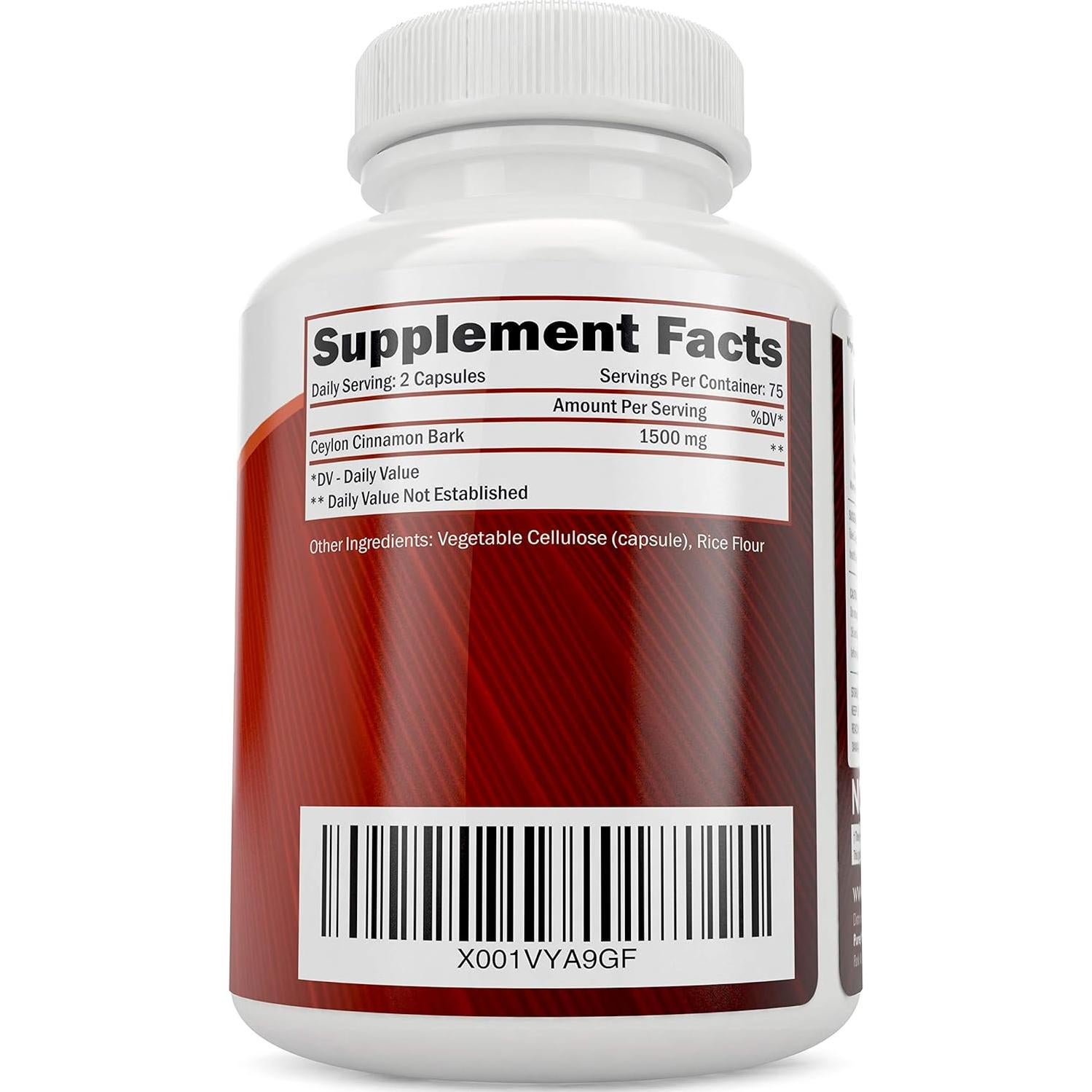 Cápsulas de Canela de Ceilán Purely Holistic 1500mg 150 Unidades