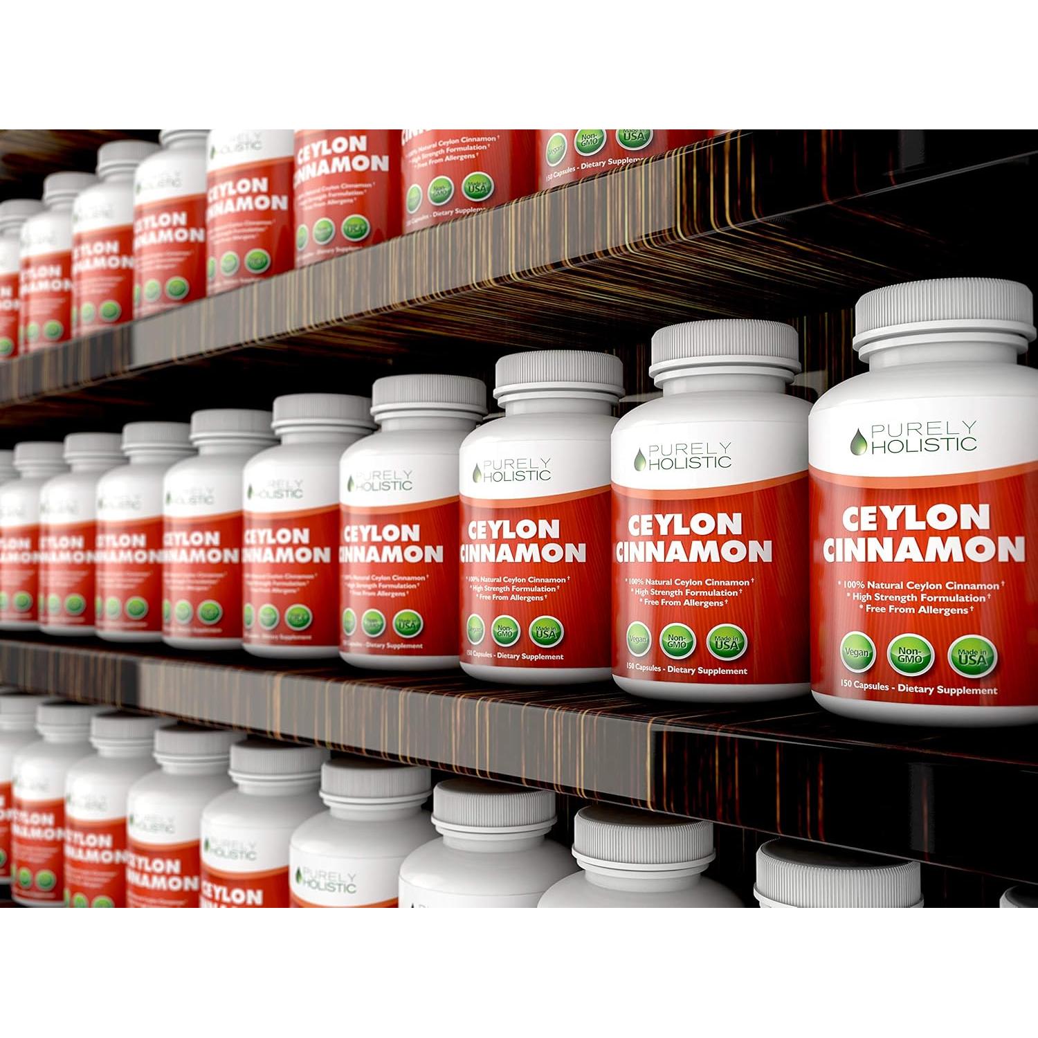Cápsulas de Canela de Ceilán Purely Holistic 1500mg 150 Unidades