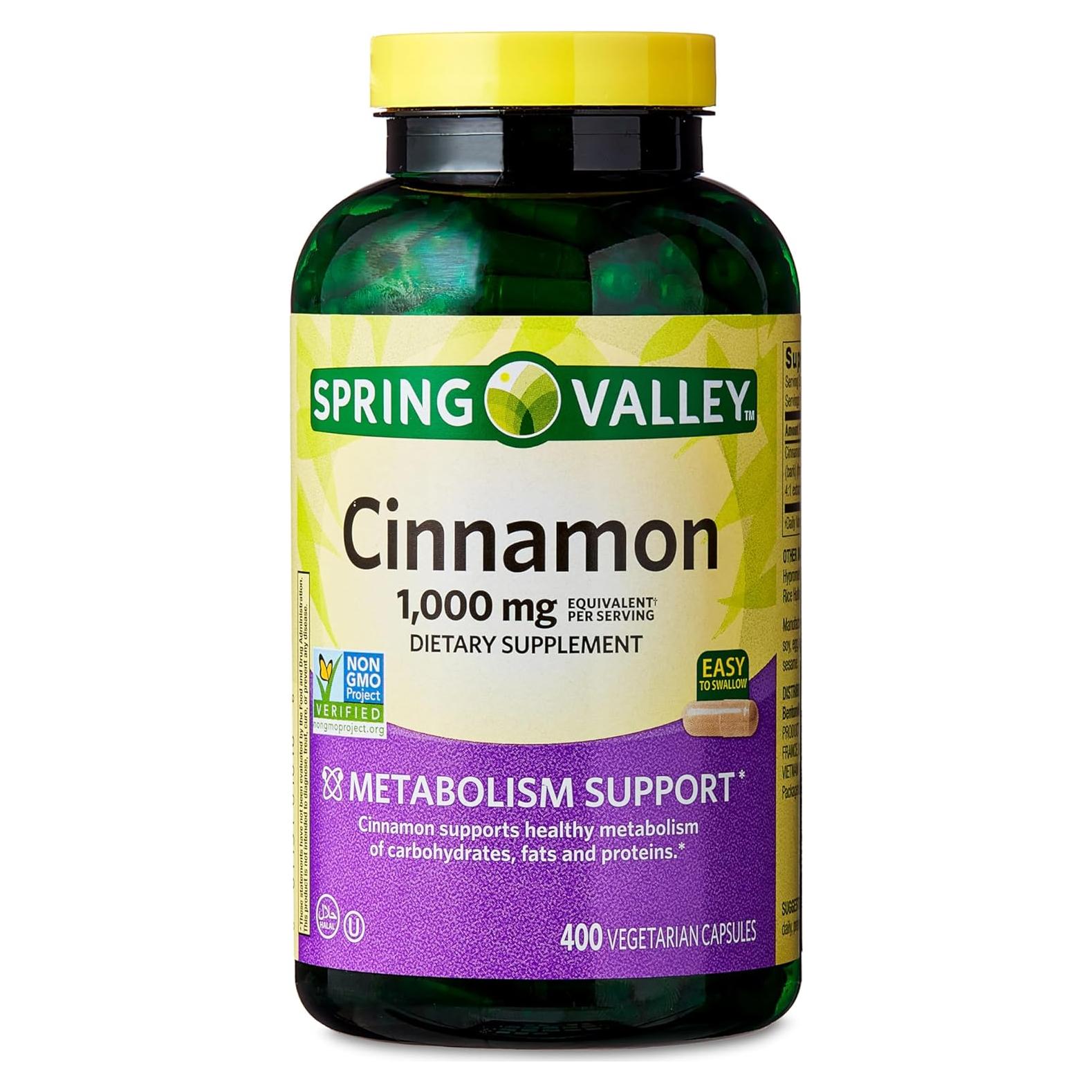 Suplemento de Canela Spring Valley 1000mg 400 Cápsulas